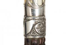 Vintage Carved Hardwood Sterling Silver Overlaid Cane Walking Stick - 4502822