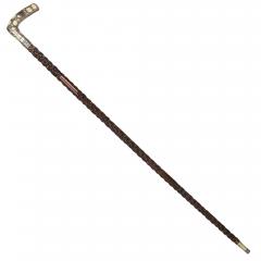 Vintage Carved Hardwood Sterling Silver Overlaid Cane Walking Stick - 4502828