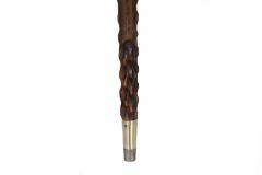 Vintage Carved Hardwood Sterling Silver Overlaid Cane Walking Stick - 4502831