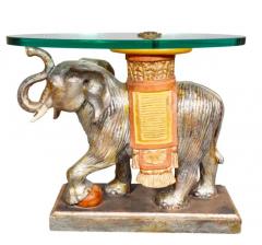 Vintage Carved Wood And Painted Elephant Form Table - 4139901