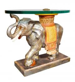 Vintage Carved Wood And Painted Elephant Form Table - 4139902