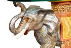 Vintage Carved Wood And Painted Elephant Form Table - 4139932
