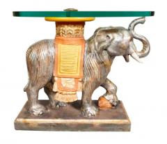 Vintage Carved Wood And Painted Elephant Form Table - 4139940