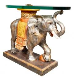 Vintage Carved Wood And Painted Elephant Form Table - 4139942