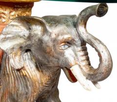 Vintage Carved Wood And Painted Elephant Form Table - 4139943
