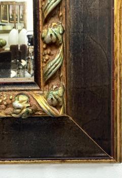 Vintage Carved Wood Beveled Glass Mirror Silver Gold Gilt Details by Ren Wil - 4306662
