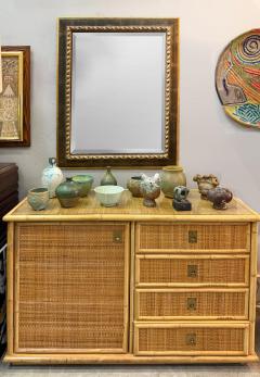 Vintage Carved Wood Beveled Glass Mirror Silver Gold Gilt Details by Ren Wil - 4306664