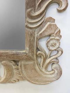 Vintage Carved Wood Mirror with a Washed Cerused Finish - 3638601