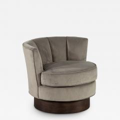 Vintage Channeled Back Swivel Lounge Chair - 2678319