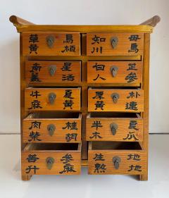 Vintage Chinese Apothecary Cabinet Painted Calligraphy 10 Drawers - 4571837