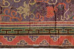 Vintage Chinese Bold Botanic Silk Carpet in Purple Red Beige Green - 2460877