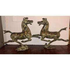 Vintage Chinese Bronze Horse Flying Swallow Sculptures a Pair - 1745070