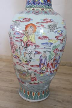 Vintage Chinese Canton Pair of Very Large Vase in Porcelain Hand Painted - 2246432