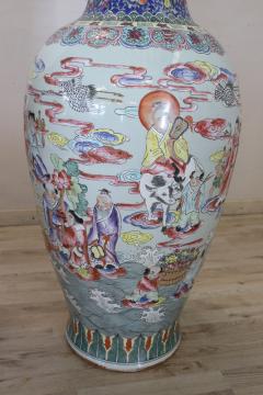 Vintage Chinese Canton Pair of Very Large Vase in Porcelain Hand Painted - 2246434