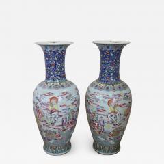 Vintage Chinese Canton Pair of Very Large Vase in Porcelain Hand Painted - 2246536