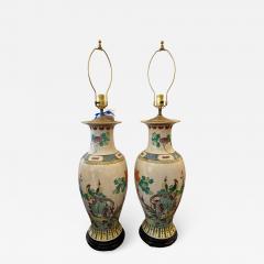 Vintage Chinese Crackle Pottery Table Lamps a Pair - 1942964