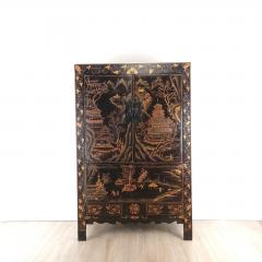 Vintage Chinese Gilt and Black Lacquered Wedding Cabinet circa 1960 - 3916029