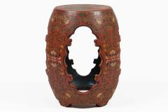 Vintage Chinese Red Lacquered Garden Seat - 4647487