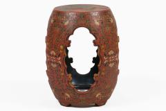 Vintage Chinese Red Lacquered Garden Seat - 4647489
