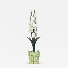 Vintage Chinese Tole and Iron Potted Flower Sculpture - 4412528