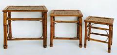 Vintage Chinoiserie Bamboo Cane Nesting Stacking Tables Set of 3 - 4134931