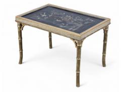 Vintage Chinoiserie Silver Giltwood Faux Bamboo Cocktail Table - 3919949