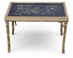 Vintage Chinoiserie Silver Giltwood Faux Bamboo Cocktail Table - 3919963