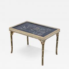 Vintage Chinoiserie Silver Giltwood Faux Bamboo Cocktail Table - 3923062