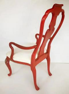 Vintage Chinoiserie Silver Leaf Dining Chairs Set of 6 2 Armchairs 4 Sides - 3503074