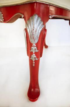 Vintage Chinoiserie Silver Leaf Dining Chairs Set of 6 2 Armchairs 4 Sides - 3503208