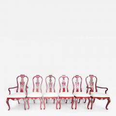 Vintage Chinoiserie Silver Leaf Dining Chairs Set of 6 2 Armchairs 4 Sides - 3527504