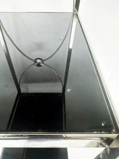 Vintage Chrome 3 Tiered Black Glass Shelves Etagere A Pair - 3525548