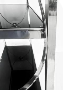 Vintage Chrome 3 Tiered Black Glass Shelves Etagere A Pair - 3525577