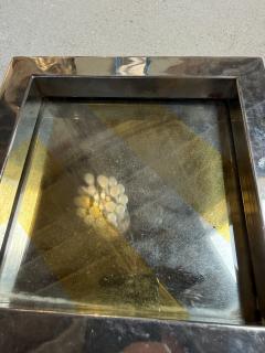 Vintage Chrome Catchall Tray With Stripe Detail - 4564234