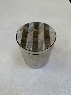 Vintage Chrome Ice Bucket with Mother of Pearl Inset Lid 1970s - 4446731