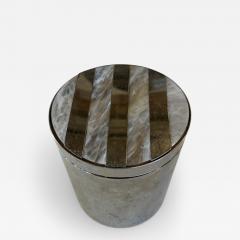 Vintage Chrome Ice Bucket with Mother of Pearl Inset Lid 1970s - 4447196