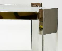 Vintage Chrome Thick Lucite Coffee Table with Glass Shelves - 4462808