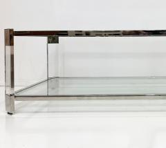 Vintage Chrome Thick Lucite Coffee Table with Glass Shelves - 4462809