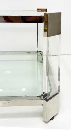 Vintage Chrome Thick Lucite Coffee Table with Glass Shelves - 4462811