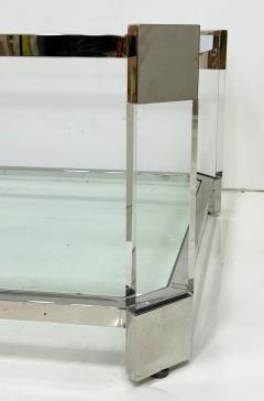 Vintage Chrome Thick Lucite Coffee Table with Glass Shelves - 4462812