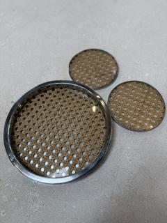Vintage Chrome and Cane Tray with Matching Coasters 1970s - 4442686