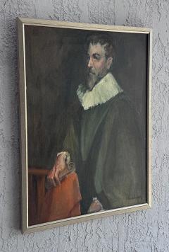 Vintage Classical Shakespearean Pose Portrait Oil Painting Vintage Frame Signed - 4549234