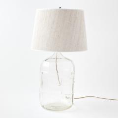 Vintage Clear Carboy Lamp with Whitewashed Grasscloth Shade - 3785831