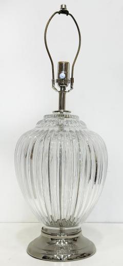 Vintage Clear Hand Blown Ribbed Murano Glass Table Lamps Pair - 4189980
