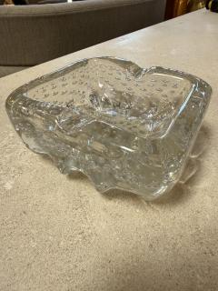 Vintage Clear Textured Glass Ashtray with Bubble Pattern - 4564195