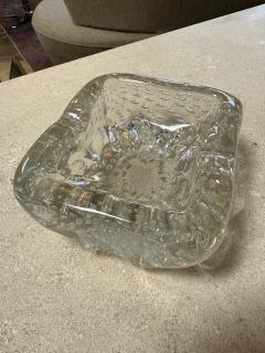 Vintage Clear Textured Glass Ashtray with Bubble Pattern - 4564197