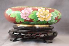 Vintage Cloisonne Bowl on Wooden Stand - 3519783