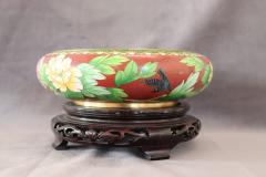 Vintage Cloisonne Bowl on Wooden Stand - 3519784