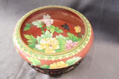 Vintage Cloisonne Bowl on Wooden Stand - 3519788