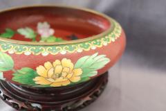 Vintage Cloisonne Bowl on Wooden Stand - 3519790